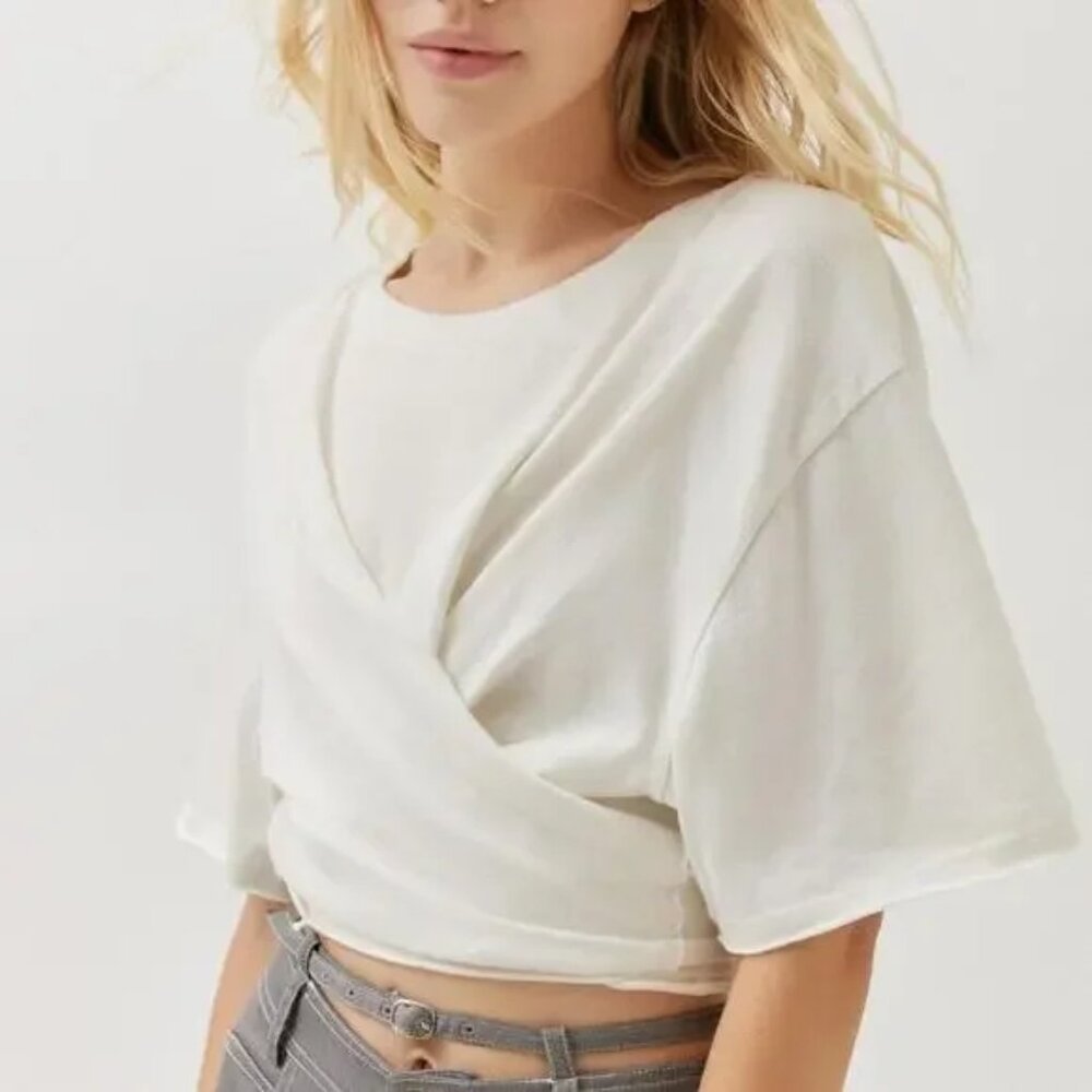 BUNDLE 2 x Urban Outfitters Out From Under Kora Wrap Tee | White & Black - Picture 2 of 7